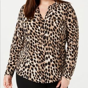 INC International Concepts Animal Print Plus Size Top: 2X